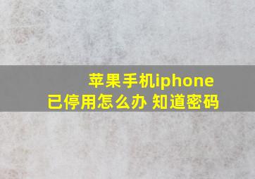 苹果手机iphone已停用怎么办 知道密码